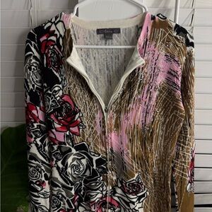 Colorful Floral Zip-Up Sweater